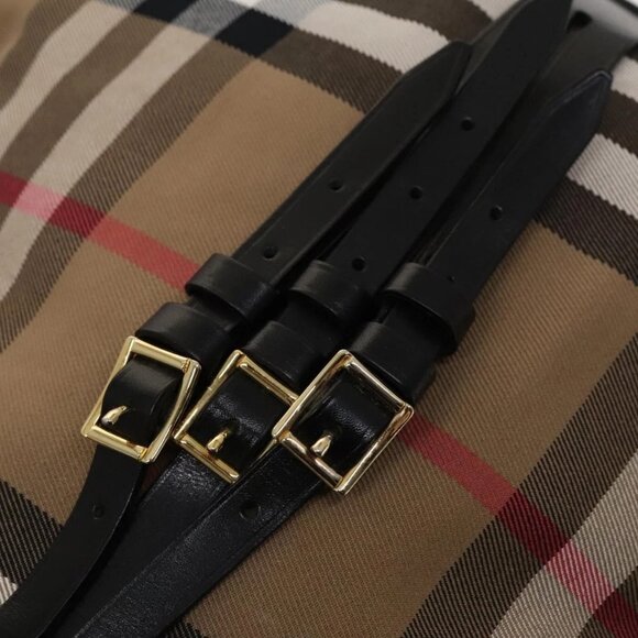 BURBERRY Nova Check Shoulder Bag Canvas 2way Beige Gold Auth 120971 - Picture 12 of 16